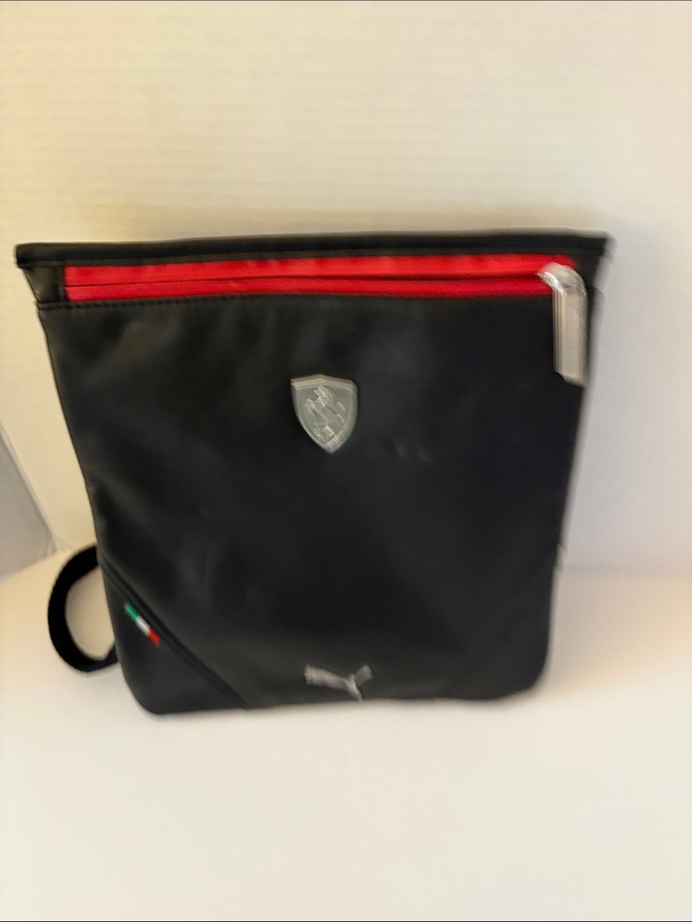 Ferrari Black Messenger Bag with Red Zip - Picture 8 of 8